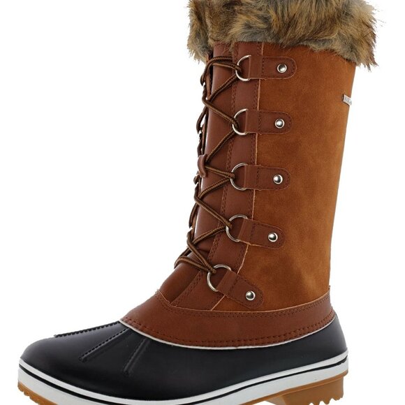 Spring Step Shoes - Fur Trim Waterproof Duckboot | Lace-Up & Zip | NIB | US 8 EU 39